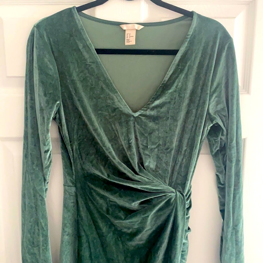 H&M teal velvet cocktail dress